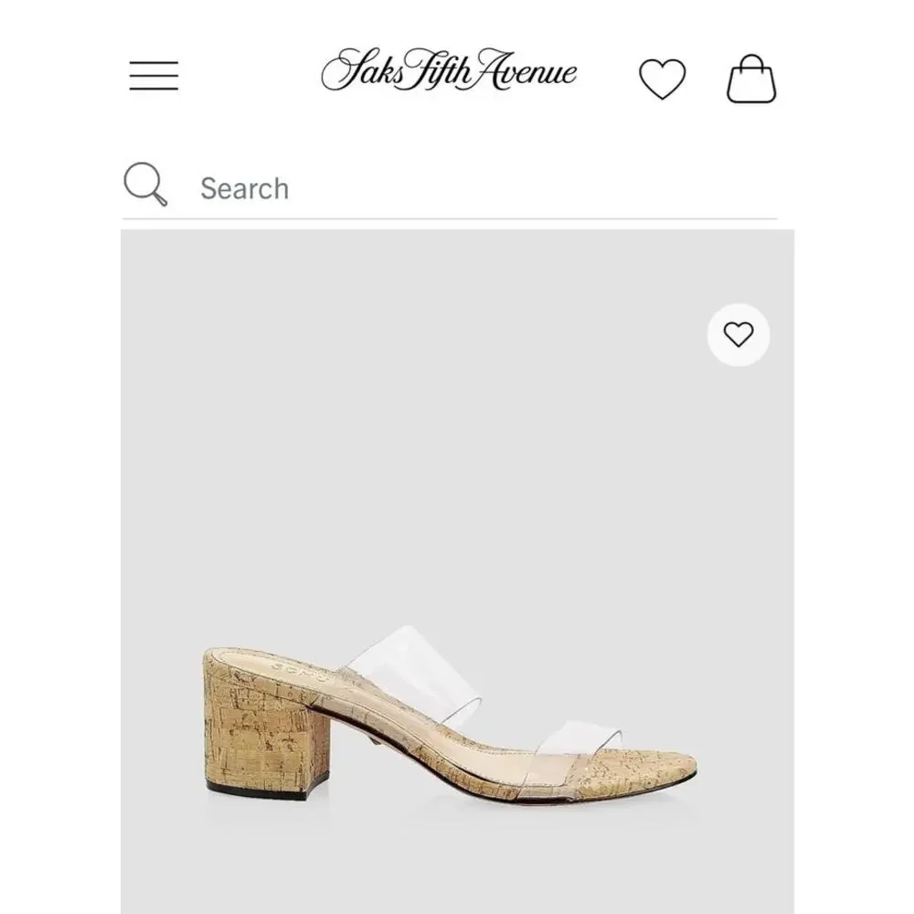 Schutz Clear Cork Shoes Victorie Sandal 9B $140 Vinyl Leather Boho Heel Slip on